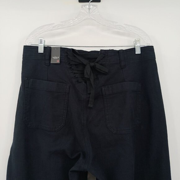 Torrid Lace Up Back Utility Pant Black Size 14 High Rise Crop NWT - Picture 6 of 15